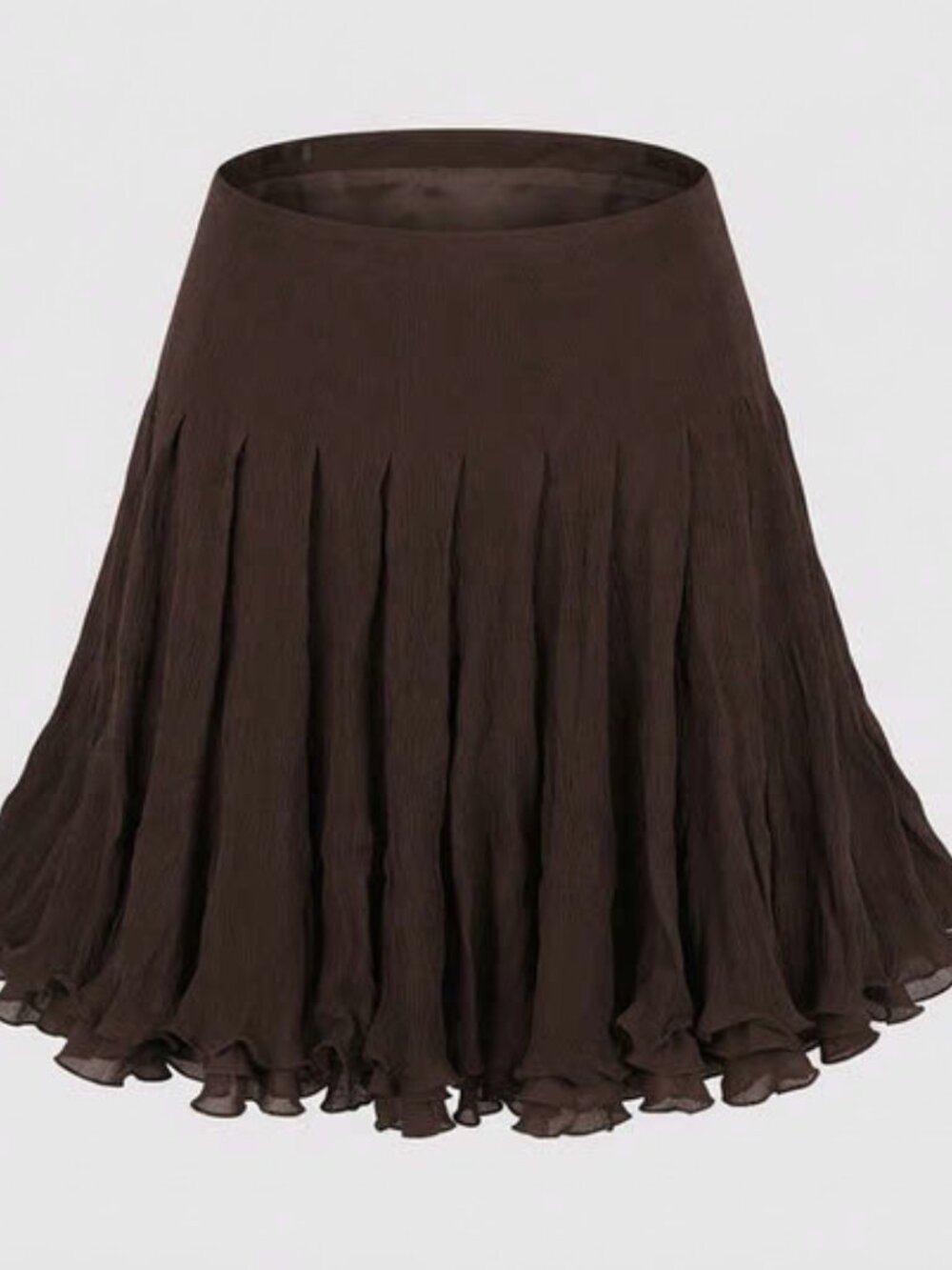 Anne Klein New York Brown 100% Silk Pleated Skirt, Size 6, Classic Elegance